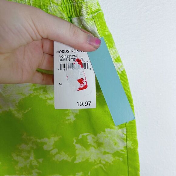 NWT Nordstrom Abound Green Tie Dye Shorts Drawstring Waist Size M - Picture 5 of 5